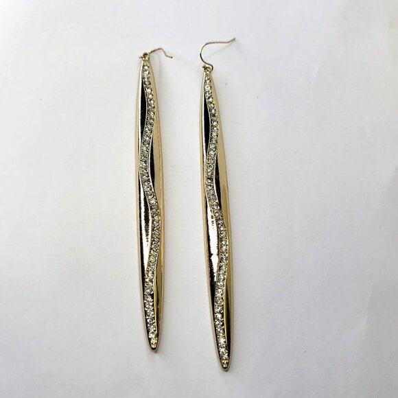 5" Gold and Crystal Chandelier Earrings Hook Chandelier Earrings Statement Hooks - Picture 1 of 8